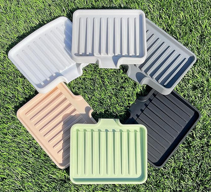 Silicone Soap Dish Tray and Sponge Holder with Drain Chute, Rectangular, Kitchen and Bathroom Sink Organizer (Sand Dollar, 5.2"x4" (Set of 2), 7.2 Ounces)