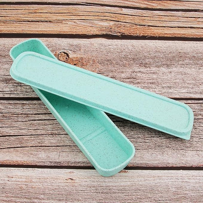 1pcs Portable Flatware Box Travel Tableware Storage Case Box, Utensil Case Flatware Storage Box for Cutlery Kit, 9.84 x 2.40 inch (Green)