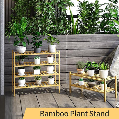4-Tier Bamboo Shoe Rack for Entryway, Stackable | Heavy Duty | Multi-Function, Free Standing Shoe Racks for Bedroom Hallway Closet