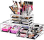 Sorbus Large Makeup Organizer - Clear Stackable Jewelry Makeup Organizer for Vanity, Bathroom Storage Display Case - 12 Drawers Cosmetic Beauty Organizers and Storage with Lipstick Makeup Brush Holder