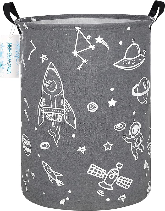 Storage Bin, Canvas Fabric Collapsible Organizer Basket for Laundry Hamper,Toy Bins,Gift Baskets, Bedroom, Clothes,Baby Nursery (Space Universe)