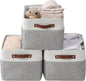 DECOMOMO Storage Bins, Extra Large Fabric Storage Baskets for Shelves, Decorative Linen Closet Organizer, 15.8 x 12.5 x 10 inches (Grey & White, 3 Pack)