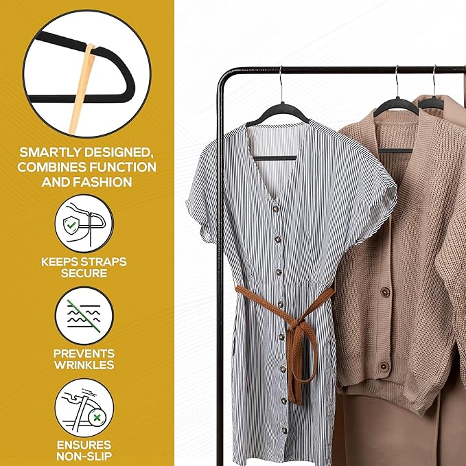 Techzoo Premium Velvet Hangers 30 Pack Ultra Thin Non Slip Adult Felt Space Saving Suit Hanger for Closet Heavy Duty Coat Pants Jackets Dress Hangers 360° Swivel Hook Hold Upto 10 lbs Black