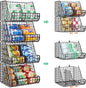 Stackable Soda Can Organizer Stores Up to 72 Cans, 4-Pack Can Storage Organizer for Pantry Shelves, 4-Tier Kitchen Can Holders with 4 Adjustable Dividers, Wire Drink Organizer for Pantry Cabinet Shelf