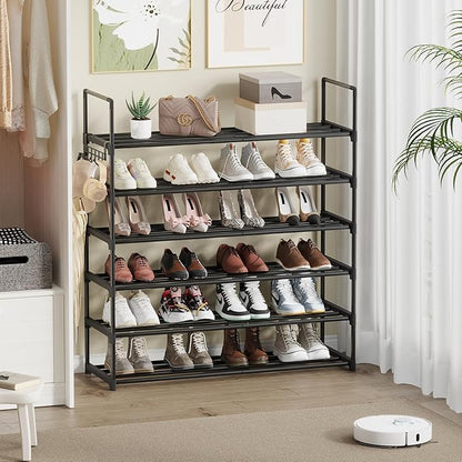 6 Tier Shoe Rack, Shoe Rack for Closet, Shoe Organizer for Entryway, Shoe Storage for Front Door Entrance & Entryway, Large Shoe Stand Holder Adjustable Shelf Height