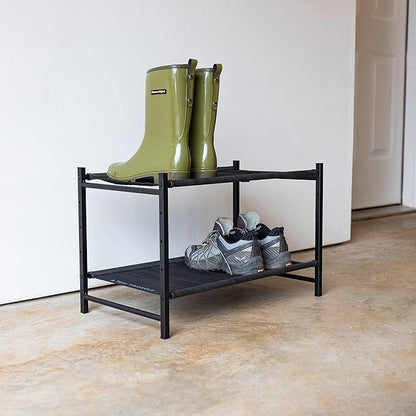 Teal Triangle Aspen Freestanding Shoe Rack Storage Organizer | Sturdy Two-Tier Shoe Caddy for Floor Use | Heavy Duty Shoe Storage Rack for Entryway or Closet | Durable & Space-Saving Shoe Organizer
