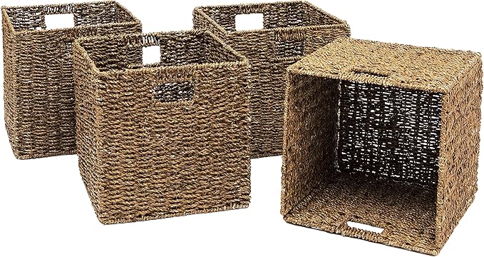 Foldable Storage Basket with Iron Wire Frame By Trademark Innovations (Set of 4)