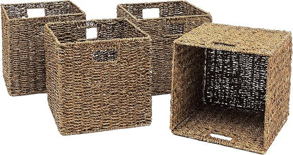 Foldable Storage Basket with Iron Wire Frame By Trademark Innovations (Set of 4)