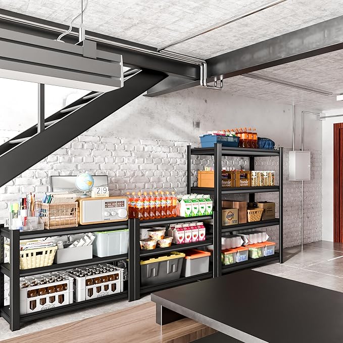 40in Wide Garage Shelving Heavy Duty，2000lbs Large Loads Adjustable Garage Storage Shelves,All Metal Storage Racks and Utility Rack Shelves, 40”W x 16”D x 72”H (Black)