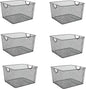 YBM HOME Household Wire Mesh Open Bin Shelf Storage Basket Organizer Black For Kitchen Pantry, Cabinet, Fruits, Vegetables, Pantry Items Toys 10” x 9” x 6”, 6-Pack, Black