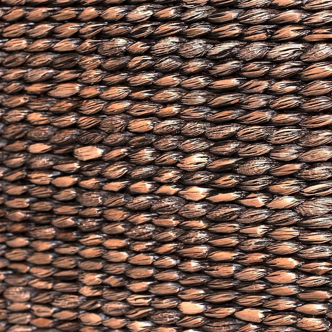 BIRDROCK HOME Storage Cube Box with Lid - Brown Wash Seagrass - Large Hand Woven Floor Container for Blankets Pillows - Sturdy Metal Frame