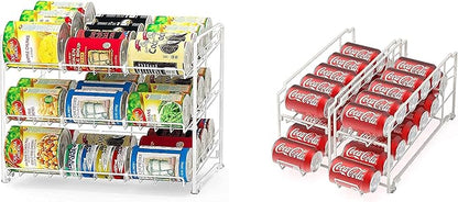 Simple Houseware Stackable Can Rack Organizer + Soda Can Dispenser Organizer, White
