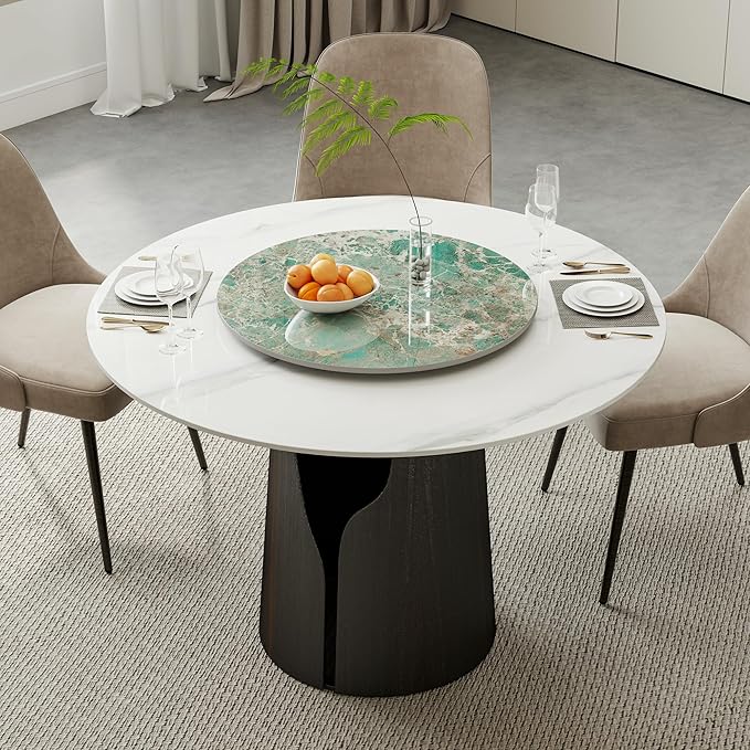 ZL ZELing 31.5" Lazy Susan Turntable – 360° Sinteredstone Silent Anti-Slip Turntable, Table Top Centerpiece for Kitchen, Pantry, Spice Rack, Refrigerator & Dining Table, Green