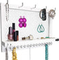 OUTSHINE Large Farmhouse Wall Jewelry Organizer (White) | Wall Organizer For Earrings, Necklace, Bracelet, Hair Accessories | Chicken Wire Earring Holder | For Women, Wife, Mom, Girlfriend