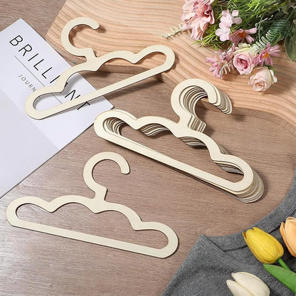 10 Pcs Wooden Hangers for Baby Closet, 8.6 inch Cute Wood Clothes Hangers, Anti-Slip Closet Organizer for Kids