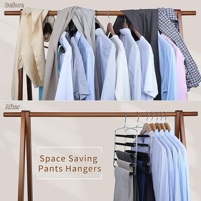 TOPIA HANGER Pants Hangers Space Saving, 3-Pack Swing Arm Pants Organizer for Closet, Non-Slip Foam Padded Organizer Hanger for Multi Slacks, Jeans, Trousers, Skirts, Scarfs (Black)-CT27B