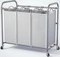 ROMOON Laundry Sorter Hamper 3 Section, Divided Laundry Basket Organizer with Heavy Duty Lockable Wheels and Removable Bags, Rolling Clothes Hamper for Apartment, Dorm & Family (135L Neutral Gray)