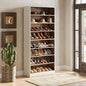 LITTLE TREE 9-Tier Shoe Cabinet, 32 Pairs Wooden Shoes Cabinet with Adjustable Shelves, 70.9" Tall Shoe Cabinet, Freestanding Modern Shoe Rack Organizer For Living Room Bedroom Entryway, Brown & White