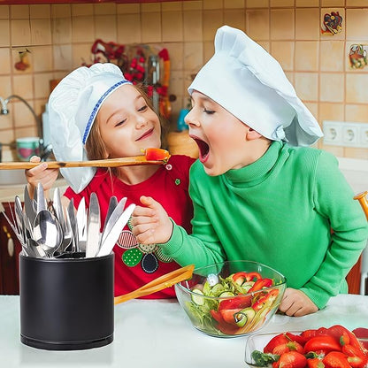 LIBODOUR Utensil Holder,360°Rotating Kitchen Utensil Holder For Counter,Cooking Silverware Organizer Stainless Steel Caddy Flatware Spoon Spatula Tool Cutlery Container