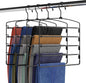 Fontaines Luxury 5 Tier Pants Hangers 4 Pack - Ultra Slim & Space Saving - Heavy Duty Metal Swivel Hook with Swing Arm for Clothing, Jeans, Slacks, Skirts, Leggings & Dress Pant Closet Organization