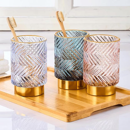 Makeup Brush Holder Organizer,Toothbrush Holders,Desk Pen Pencil Holder,Multifunctional Vintage Glass Brush Cup（A40-7-US）