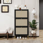 ZeHuoGe Rattan Shoe Cabinet with 3 Flip Drawers, Narrow Hidden Shoe Rack Storage Cabinet for Heels, Slippers, Entrance Hallway Entryway (Black)