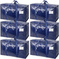TICONN 6 Pack Extra Large Moving Bags Heavy Duty with Zippers & Carrying Handles, Durable Storage Bags Moving Boxes for Closet Organizers and Storage (6 Pack, Navy)