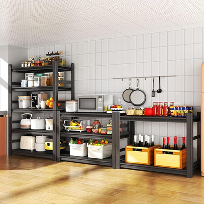6-Tier Kitchen Shelves with Storage, Metal Microwave Stand Shelf, Coffee Bar for Small Spaces, Free Standing Kitchen Storage Shelf, Racks for Storage, Loads 2400LBS, Black