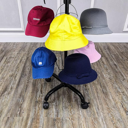 FixtureDisplays® 6-Tier 24 Hat Rotating Hat Display Rack Free Standing Headwear Wig Rack Metal Floor Rack for Caps, Wigs & Hats 20X20X74" 18164-24HAT-NPF
