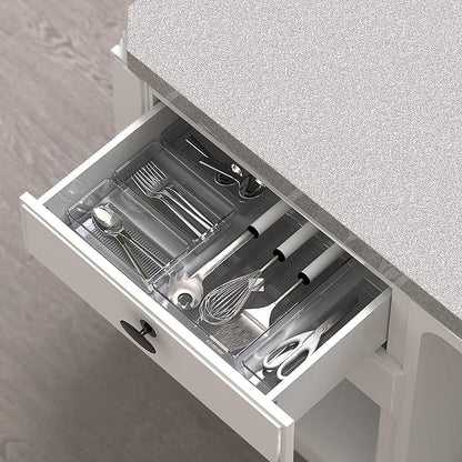 Simple Houseware 30 PCS Clear Plastic Drawer Organizers Set, 5-Size for Makeup, Bathroom, Bedroom and Office