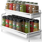 Simple Houseware 2-Tier Spice Rack Kitchen Bathroom Organizer Countertop Shelf, White