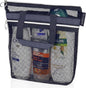 DV Lifestyle Mesh Shower Bag 10.2x9.9'' Quick-Dry Caddy with Zipper & 2 Pockets. Portable Toiletry Tote for Bathroom, Gym, Travel, Camp, Beach, for Sunscreen, Dorm & College Essentials (Black)