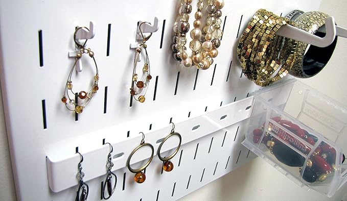 Wall Control Jewelry Organizer Wall Hanging Jewelry Holder Kit Wall Mounted Necklace Organizer Kit in White