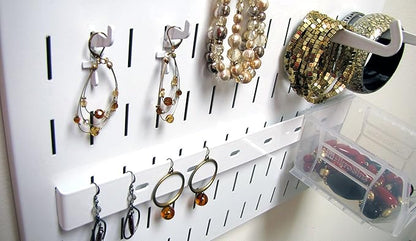 Wall Control Jewelry Organizer Wall Hanging Jewelry Holder Kit Wall Mounted Necklace Organizer Kit in White