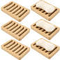 Soap Dish for Shower, 6 Pack Natural Bamboo Bar Soap Holder, Anti-Slip Design for Peace of Mind, Natural and Healthy