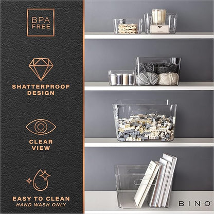 BINO | Plastic Organizer Bins, X-Small - 4 Pack | THE SOHO COLLECTION | Multi-Use Organizer Bins | Pantry & Freezer Bin | Plastic Storage Containers | Bin for Home & Kitchen Org