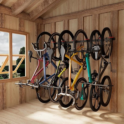 Mount-It! WheelsUp Bike Wall Mount for 6 Bikes | Heavy-Duty Garage Storage Rack | Adjustable Padded Hooks | Space-Saving Vertical Bike Storage Solution for Home and Garage, Max Capacity 330 lbs