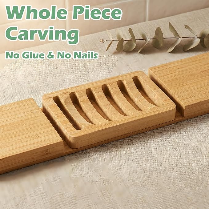 Soap Dish for Shower, 6 Pack Natural Bamboo Bar Soap Holder, Anti-Slip Design for Peace of Mind, Natural and Healthy