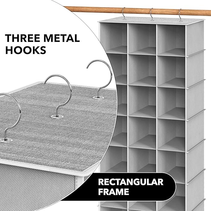 Simple Houseware 24 Section Shelves Hanging Shoes Organizer Holder for Closet, Gray