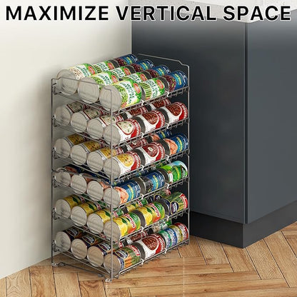 Simple Houseware Stackable Can Rack, Silver, Adjustable Plastic Dividers, Holds 36 Cans