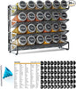 SpaceAid Spice Rack Organizer with 24 Spice Jars, 386 Spice Labels, Chalk Marker and Funnel Set for Cabinet, Countertop, Pantry, Cupboard or Door & Wall Mount -24 Jars, 11.8" W × 10.8" H, Black