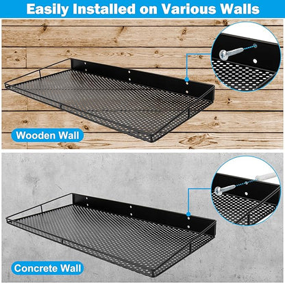 RedCall Heavy-Duty Wall Shelf, 2 Pack Garage Shelf, 23.5" x 12" Large Wall Mounted Shelves for Garage, Laundry Room, Closet, Holds Up to 75 Lbs