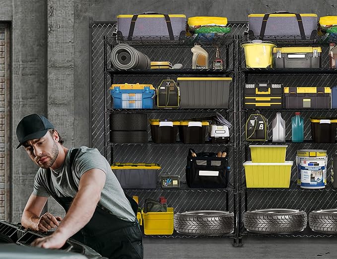 72" Storage Shelves Heavy Duty Shelving Loads 500/2100Lbs, 6 Tier Metal Utility Shelf Rack, Wide Garage Shelving, Adjustable Storage Shelves for Garage Basement Warehouse