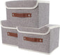 Large Storage Bin with Lid Storage Boxes,Collapsible Linen Storage Basket Container with Lid Storage Cube for Organizing Closets,3 Pack(Grey)