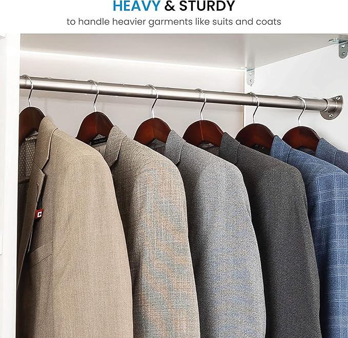ZOBER 6 Pack High-Grade Wooden Suit Hangers for Men, Wide Shoulder Hangers with Non Slip Pants Bar, Smooth Finish, Holds Upto 20lbs, 360° Swivel Hook, Jacket Hanger, Heavy Duty Wide Hanger for Closet