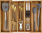 EcoFives Luxury Acacia Silverware Organizer -Kitchen Drawer Organizer - Utensil Holder and Cutlery Organizer with Grooved Drawer Dividers for Flatware and Kitchen Utensils (5 Slot)
