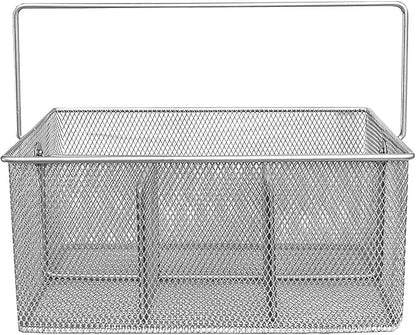 Utensil Caddy - Silverware Caddy for Parties, Spoon Holder, Buffet Organizer for Condiments, Napkin, Forks, Knives - Stainless Steel Flatware Caddy for Home, (Silver)