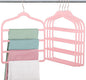 Velvet Pants Clothes Hanger Space Saving Non Slip Pants Shorts Hanger, Myfolrena Jeans Slack Trousers Hangers Multiple Velvet Hanger Closet Storage and Organization for Jeans,Scarf,Tie(Pink, 5)