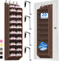 Over the Door Shoe Organizer, 20 to 30 Pairs Hanging Shoe Holder, Heavy Duty Extra Deep Pockets Shoe Storage for Closet, Anti-Scratch Hooks & FSC-Certified Bamboo - Coffee