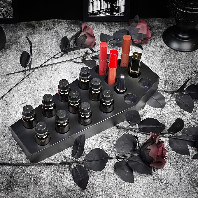 Gothic Coffin Storage Box Set 3 Pack - Spooky Dark Aesthetic Vanity Organizer, Wooden Makeup Jewelry Kit with Tray, Lipstick Holder & Jewelry Box